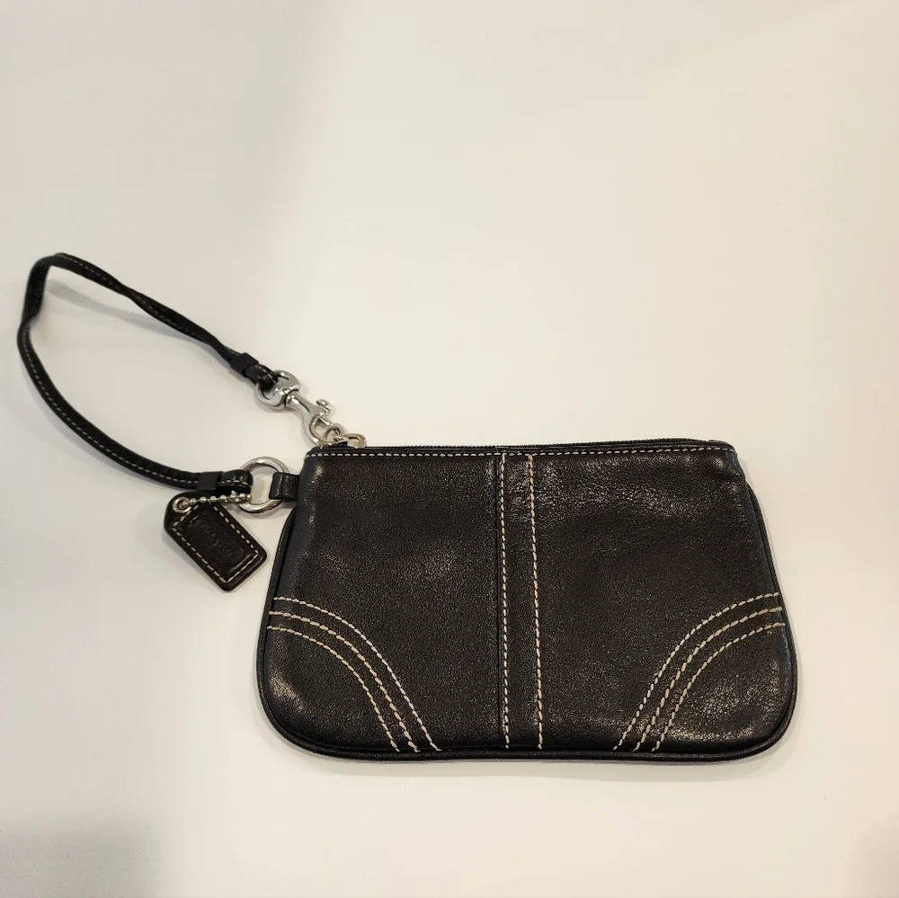 Coach Black Leather Wristlet